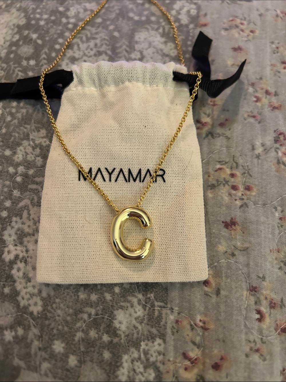 Mayamar Gold Initial C Pendant Necklace - Polished Gold Tone